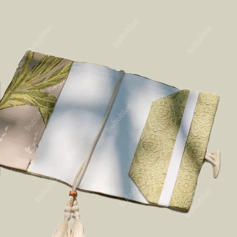 Spring Meadow Green Jacquard Handmade Book Sleeve Notebook/Journal (A5/A6)