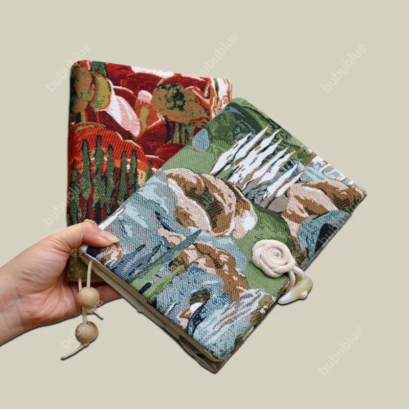 Green Hills Tapestry Vintage Handmade Book Sleeve Notebook/Journal (A5)