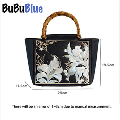 BUBUBLUE Cheongsam Tote Bag Women Large Capacity Embroidered Bridal Wedding Handbag