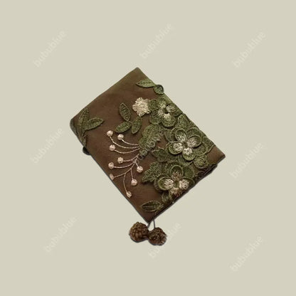 Green Firefly Forest Embroidered Original Handmade Book Sleeve Notebook/Journal (A5/A6)