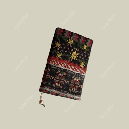 Christmas Starburst Vintage Original Embroidered Handmade Book Sleeve Notebook/Journal (A5/A6)