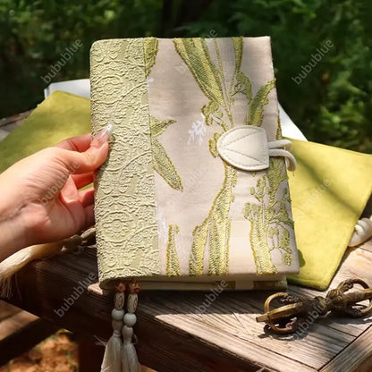 Spring Meadow Green Jacquard Handmade Book Sleeve Notebook/Journal (A5/A6)