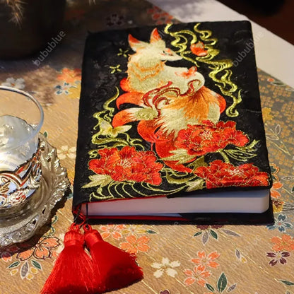 Red Fox Vintage Embroidered Original Handmade Book Sleeve Notebook/Journal (A5)