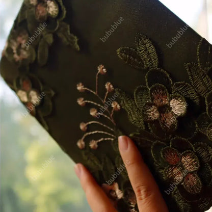 Green Firefly Forest Embroidered Original Handmade Book Sleeve Notebook/Journal (A5/A6)