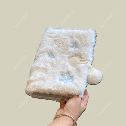 Snowflake Plush Embroidered Vintage Original Handmade Book Sleeve Notebook/Journal (A5/A6)