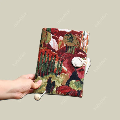Green Hills Tapestry Vintage Handmade Book Sleeve Notebook/Journal (A5)