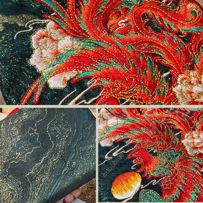 Phoenix Rebirth Embroidered Handmade Book Sleeve Notebook/Journal (A5)