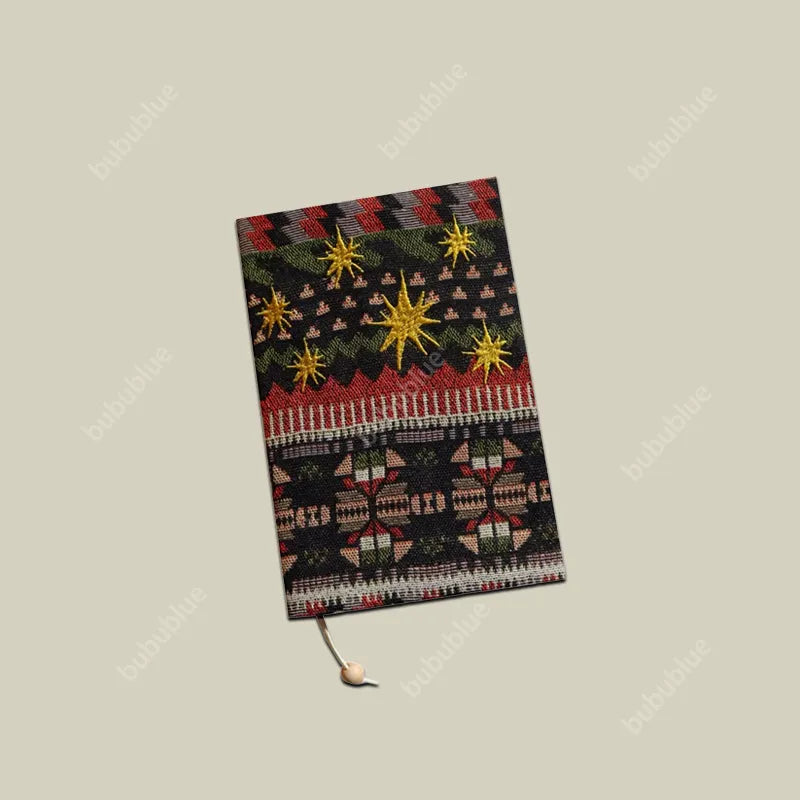 Christmas Starburst Vintage Original Embroidered Handmade Book Sleeve Notebook/Journal (A5/A6)