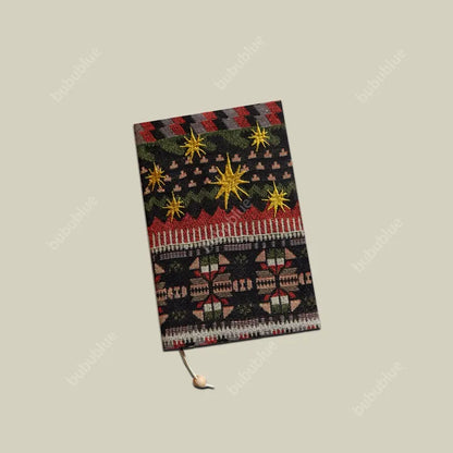 Christmas Starburst Vintage Original Embroidered Handmade Book Sleeve Notebook/Journal (A5/A6)