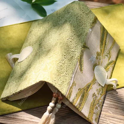 Spring Meadow Green Jacquard Handmade Book Sleeve Notebook/Journal (A5/A6)