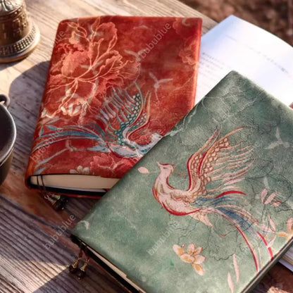 Embroidered Phoenix Embroidered Vintage Original Handmade Book Sleeve Notebook/Journal (A5/A6)