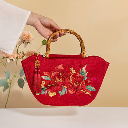 BUBUBLUE Chinese Red Embroidered Handbag Women Bride Wedding Bag With Xiuhe Clothing Wedding Gift