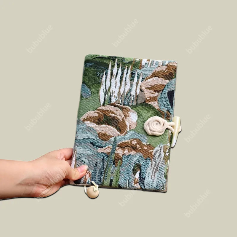 Green Hills Tapestry Vintage Handmade Book Sleeve Notebook/Journal (A5)