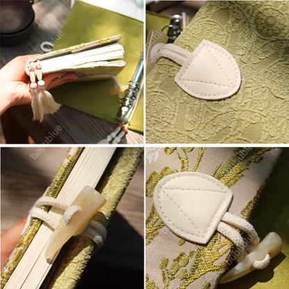 Spring Meadow Green Jacquard Handmade Book Sleeve Notebook/Journal (A5/A6)