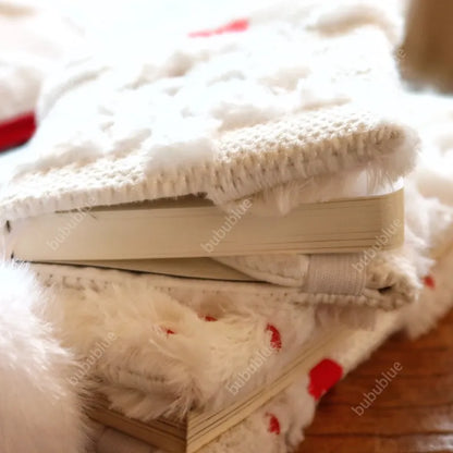 Edelweiss Butterfly Knot Plush Embroidered Cute Book Sleeve Notebook/Journal (A5/A6)