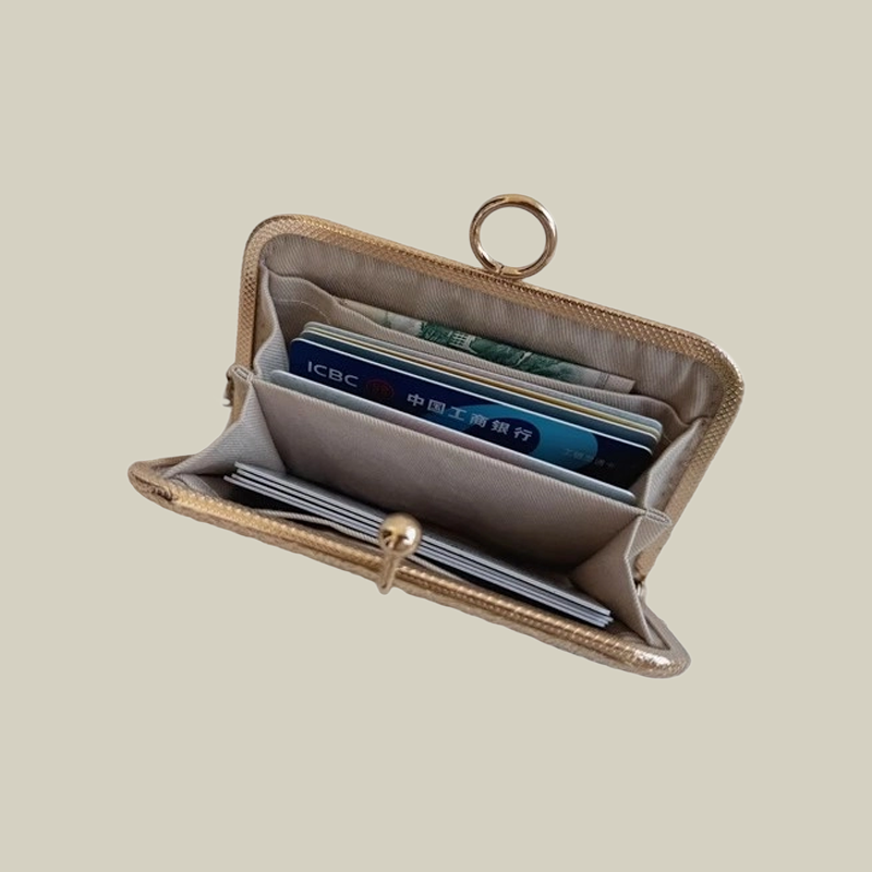 Blossom Stitch Card Wallet with Pearl Wristle With Compartments