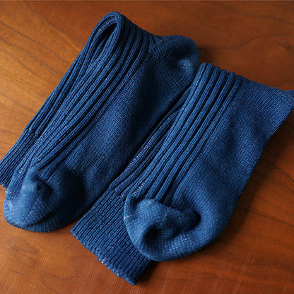 BUBUBLUE Plant Blue Indigo Dyed High-Mid Ankle Thick Cotton Socks