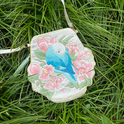 Cute Crossbody Mobile Phone Bag With Flower And Bird Embroidery