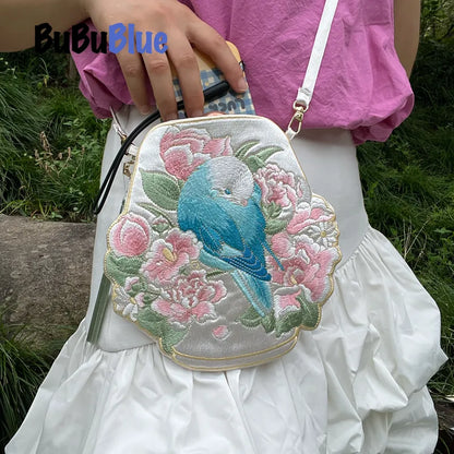 Cute Tiger Embroidered Crossbody Mobile Phone Bag