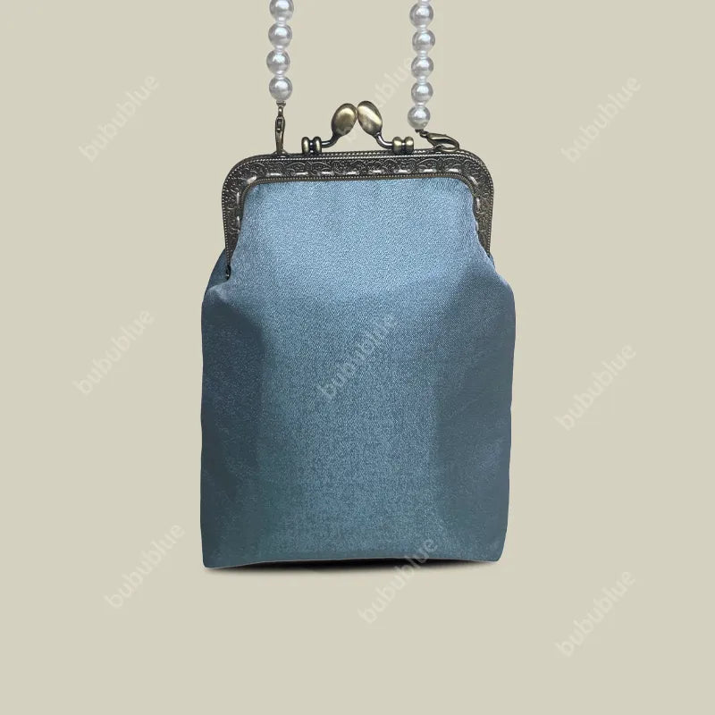 Magpie Embroidered Crossbody Phone Bag with Pearl Handle