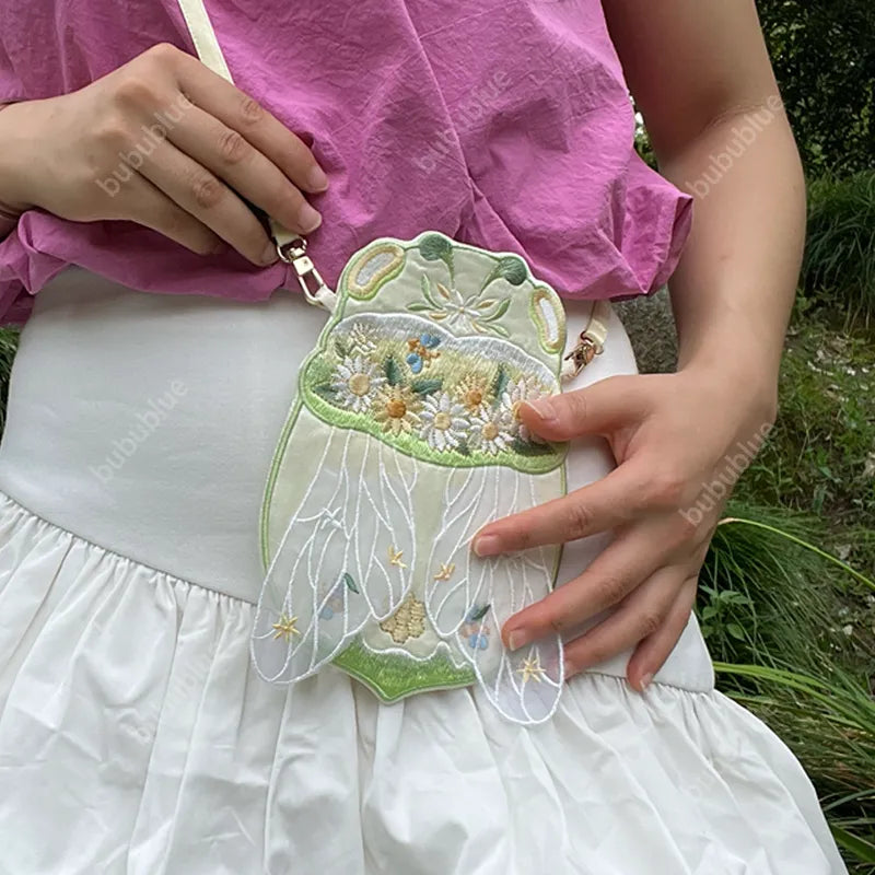 Cute Bee Embroidered Crossbody Phone Bag