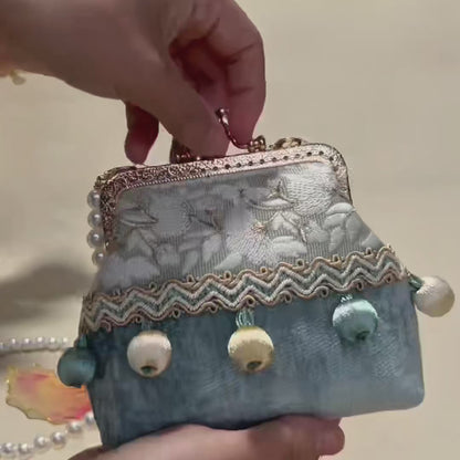 Boho Patchwork Tassel Crossbody Coin Purse with Kiss Lock