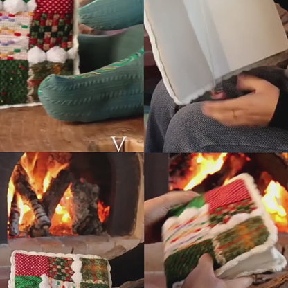 Christmas-Themed Narrative Patchwork Vintage Handmade Book Sleeve Notebook/Journal (A5)