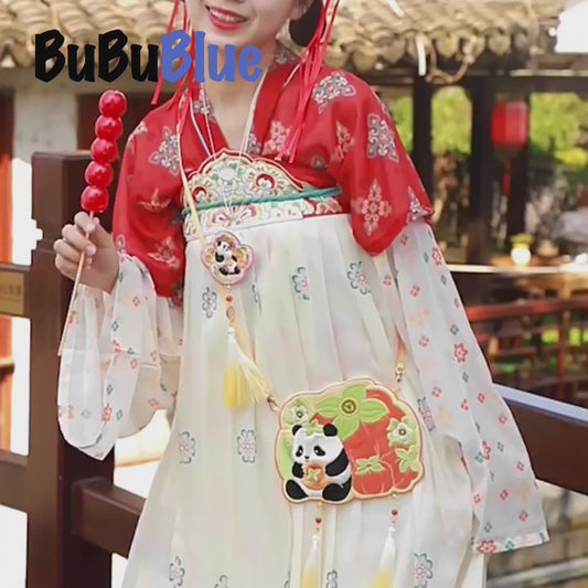 Embroidered Panda Yellow Children's Crossbody Bag