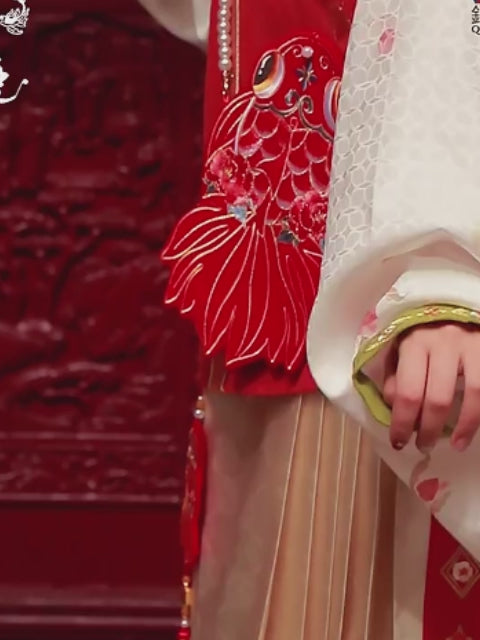 Lucky Red Koi Fish Embroidered Scented Pendant