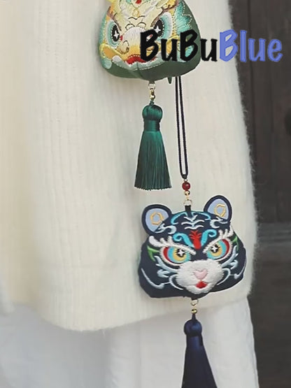 Handmade Embroidered Animal Spirit Sachet – 12 Designs for Good Luck
