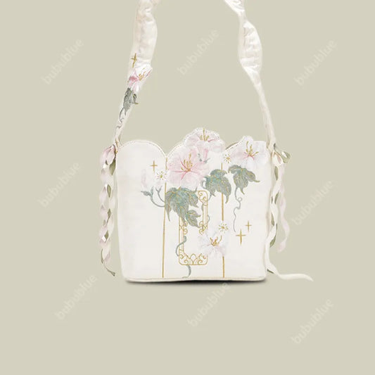 Morning Glory Embroidered Cottagecore Purse