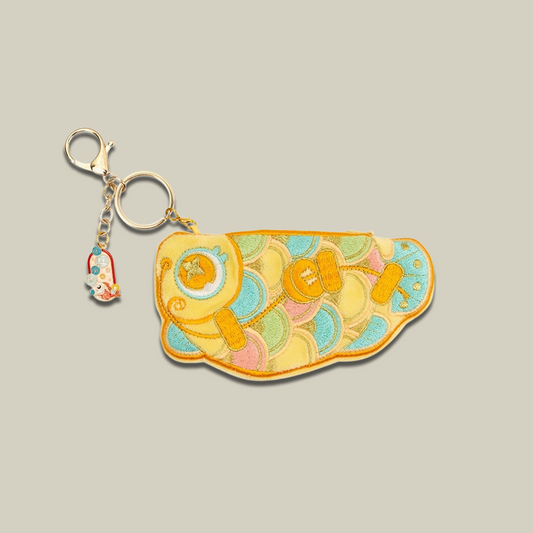Handmade Embroidered Koi Cute Coin Purse With Keychain