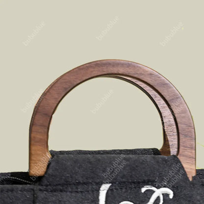 Vintage Chrysanthemum Embroidery Tote Bag with Wooden Handle