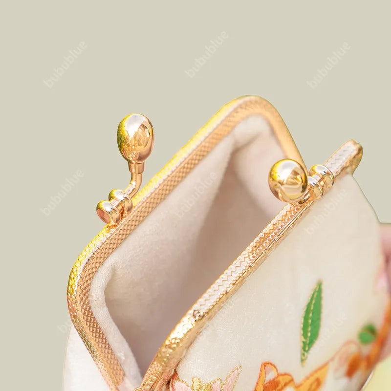 Cat Panda Embroidered Mini Coin Purse with Kiss Lock