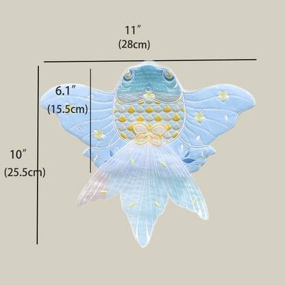 Goldfish Embroidered Crossbody Bag with Pearl Chain