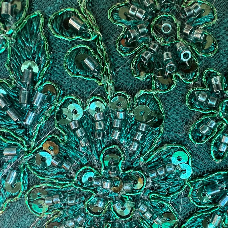 Emerald Embroidery Luxury Elengant  Handbags With Vintage Metal Handle
