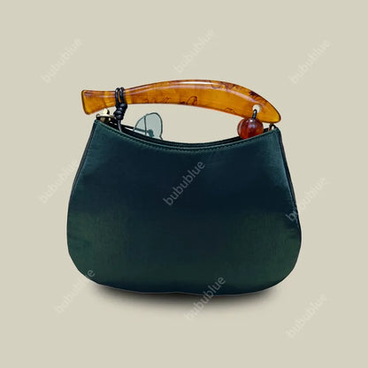 Lotus Embroidered Handbag with Fish Shape Handle