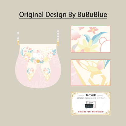 Cute Bunny Embroidered Crossbody Bag with Pearl Chain