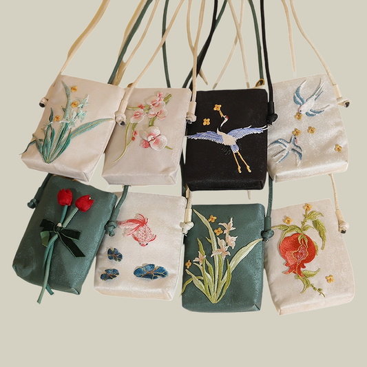 Nature Inspiration Embroidered Crossbody Phone Bag