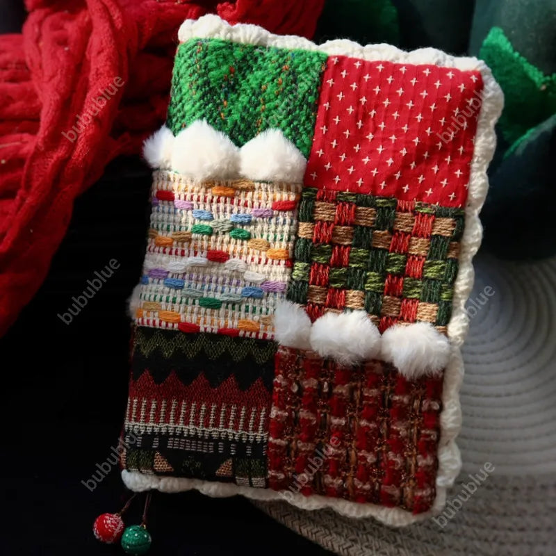 Christmas-Themed Narrative Patchwork Vintage Handmade Book Sleeve Notebook/Journal (A5)
