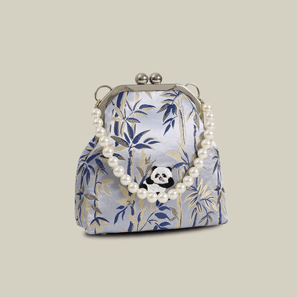 Cute Panda Embroidery Blue Crossbody Mobile Phone Bags