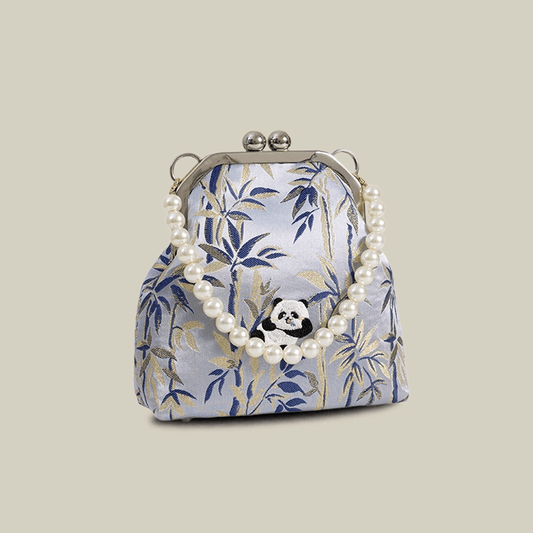 Cute Panda Embroidery Blue Crossbody Mobile Phone Bags