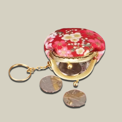 Pomegranate Mini Jewelry Pouch with Keychain Charm