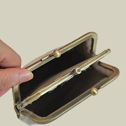 Begonia Embroidery Vintage Crossbody Phone Bag with Kiss Lock