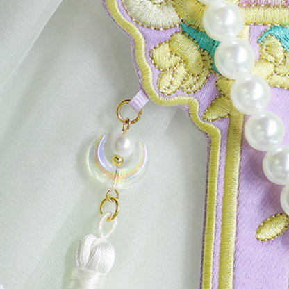Moon Rabbit Embroidered Crossbody Bag with Pearl Handle