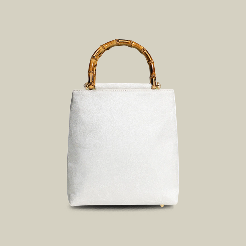 Swallow & Willow Embroidered White Tote Bag with Bamboo Handle