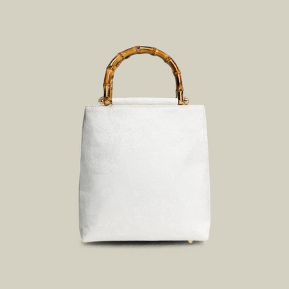 Swallow & Willow Embroidered White Tote Bag with Bamboo Handle