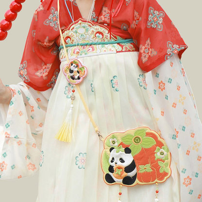 Embroidered Panda Yellow Children's Crossbody Bag