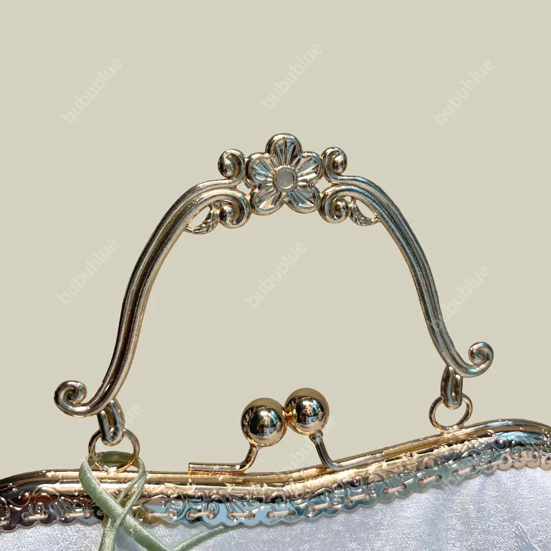 Calla Lily Embroidered Vintage Bride Clutch with Kiss Lock