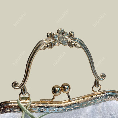 Calla Lily Embroidered Vintage Bride Clutch with Kiss Lock